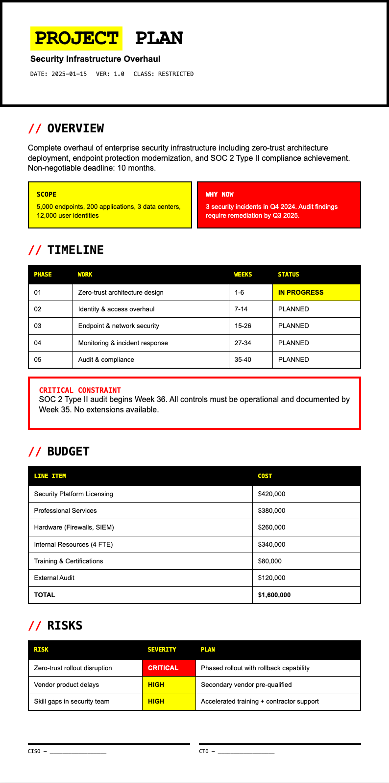 Neo brutalist project plan